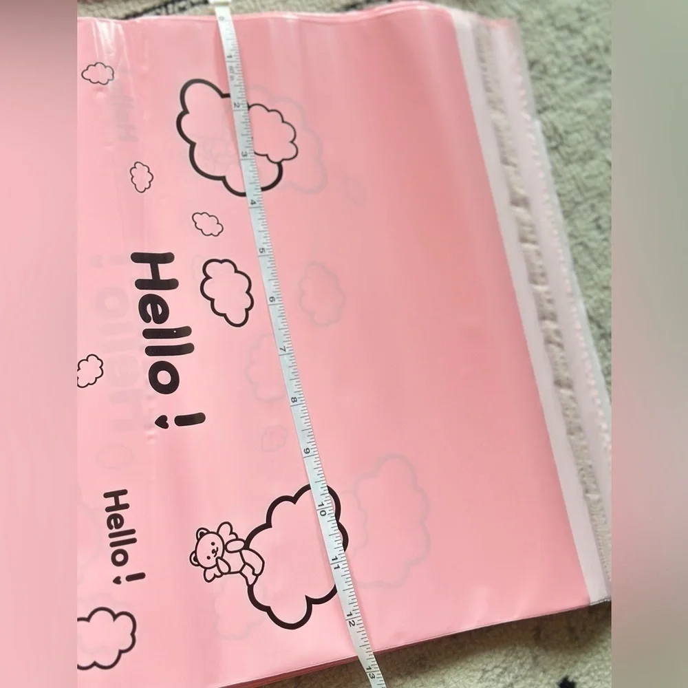 Pink Bear”Hello!” 100PCS *Poly Mailers 12.75x16+1.8 Inch.